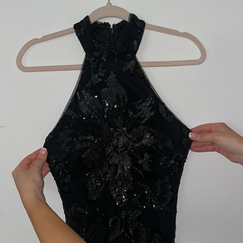 Black high neck gown